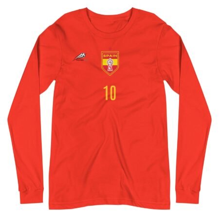 A SPAIN Football Unisex Long Sleeve Sweater with the number 10 on it.