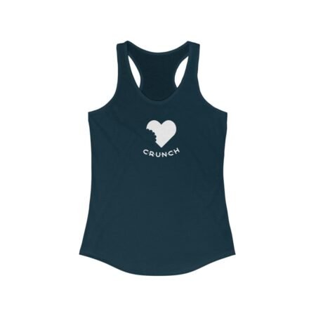 A Heart bite "CRUNCH" Design Women's Ideal Racerback Tank with a heart design.