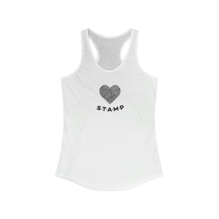 A women's tank top with the Heart Finger Print Design "STAMP" Design Women's Ideal Racerback Tank.