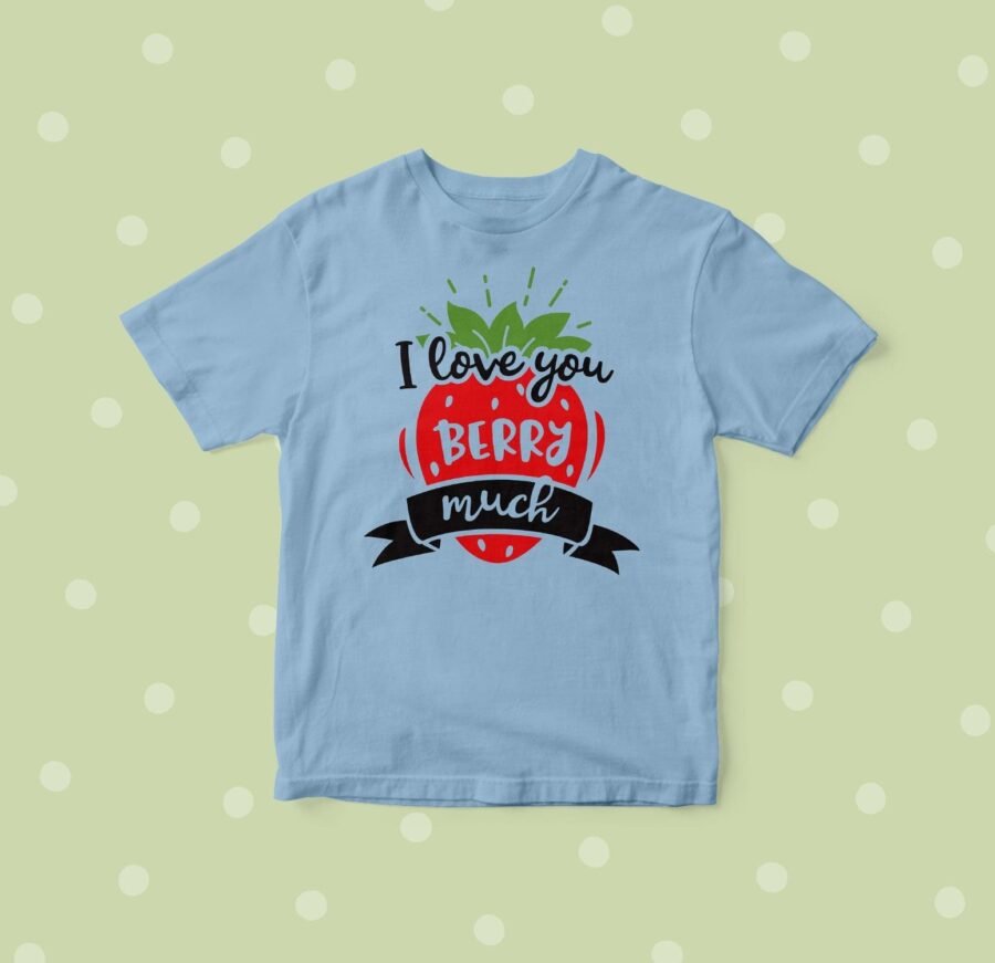 Infant "I Love You Berry Much" Fine Jersey Tee with slogan.