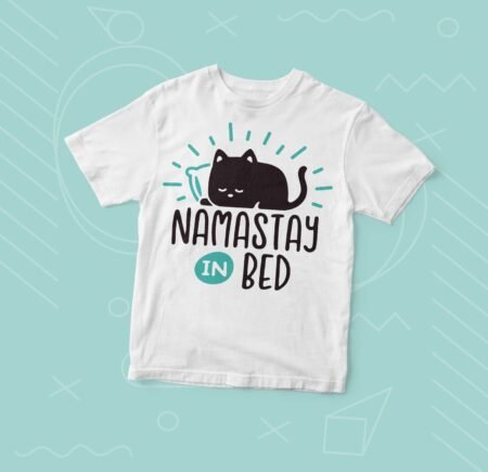 Kid's "Namastay In Bed" Lazy Cat Jersey Tee