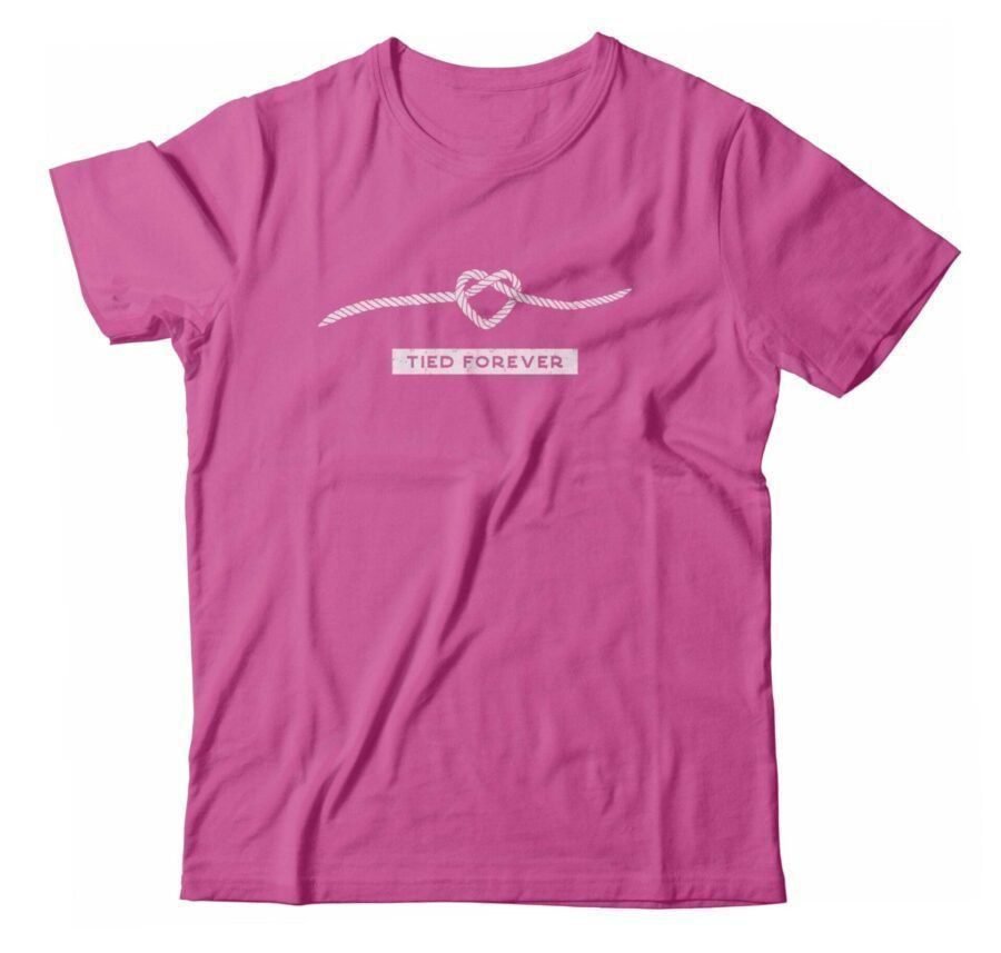 “Rope Of Love” pink t-shirt with heart design.