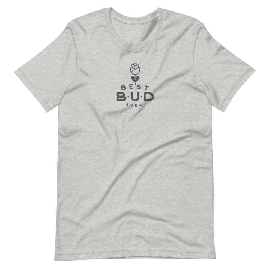A gray Best Friends Bud(dy) Love / Flower Pun Valentine Tee.
