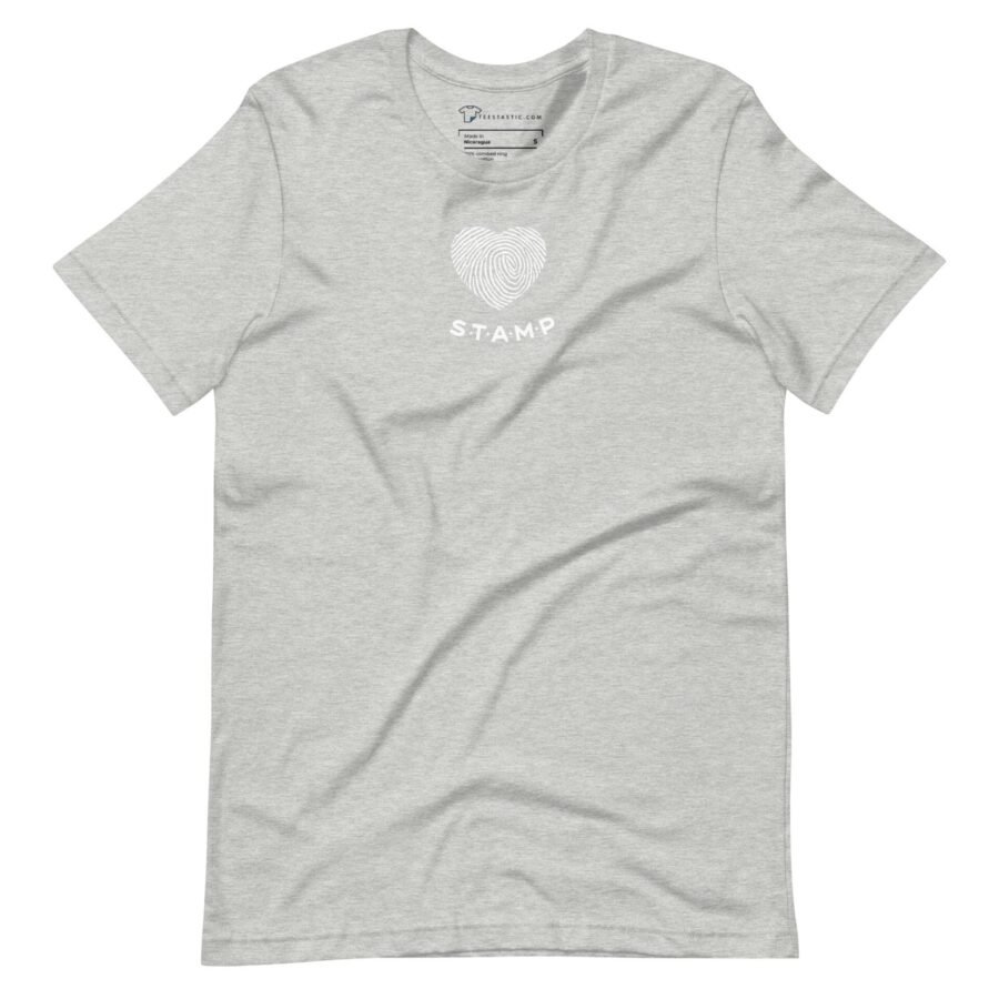 A Love with Finger Print | Unisex T-Shirt with a white heart on it.