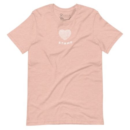 A Love with Finger Print unisex pink t-shirt with a heart on it.