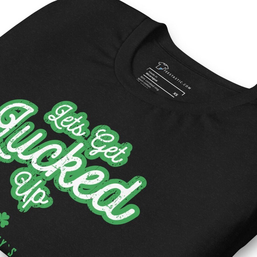 Let's Get Lucked Up" St. Patrick's unisex black t-shirt.