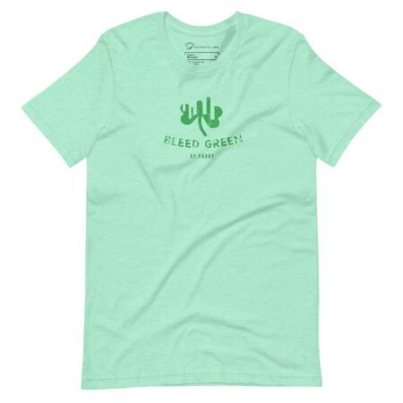 A Bleed Green St.Patricks Day Unisex t-shirt with a cactus on it.