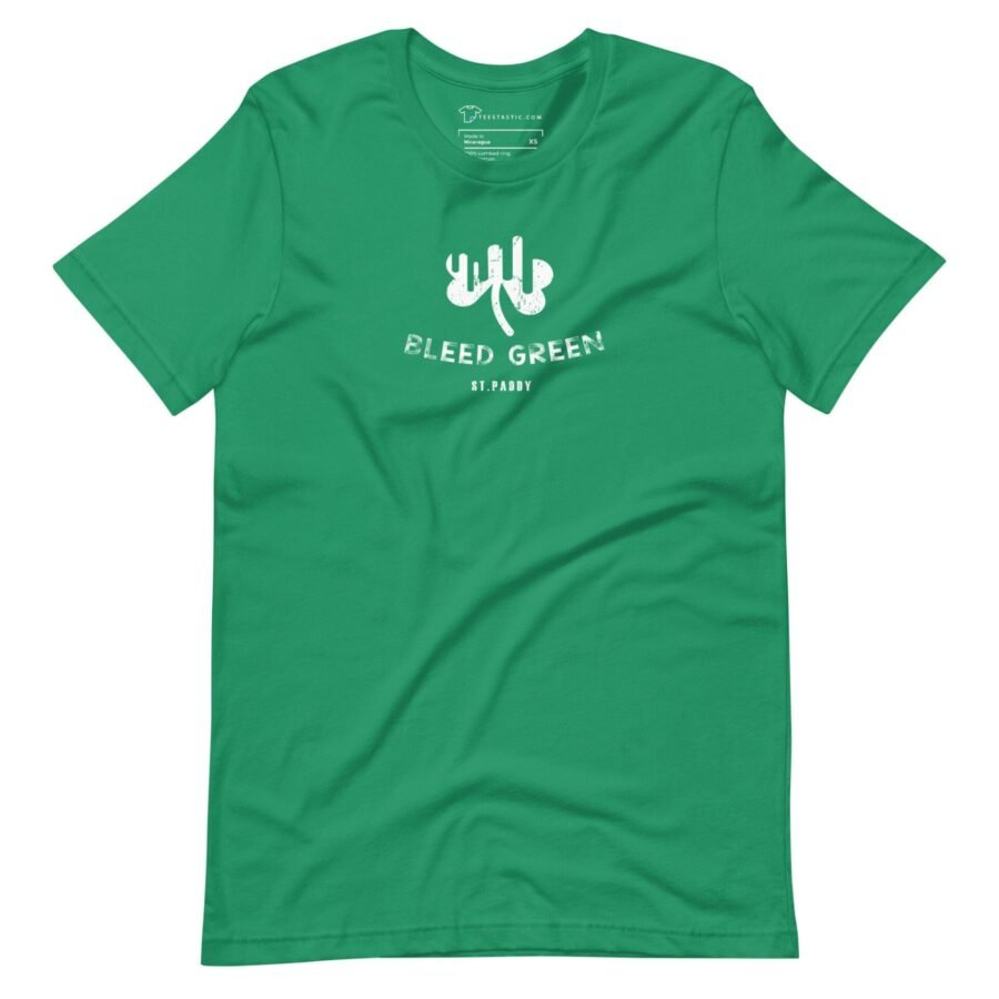A Bleed Green St. Patrick's Day unisex t-shirt featuring a green cactus.