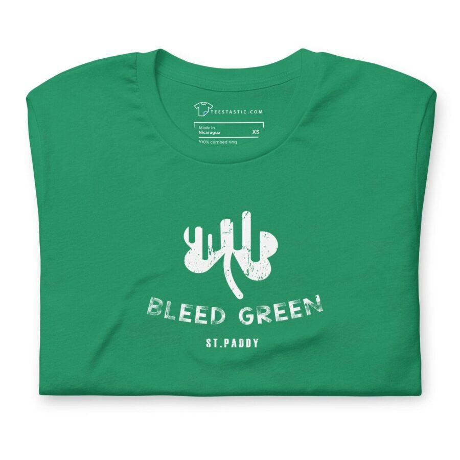 A Bleed Green St.Patricks Day unisex t-shirt that says "Bleed Green".