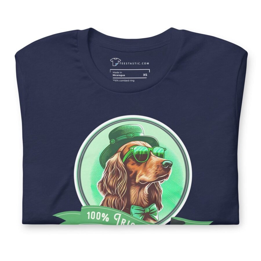 100% Irish Setter Dog Design St. Patricks Day Unisex t-shirt featuring 100% Irish Setter dog design.