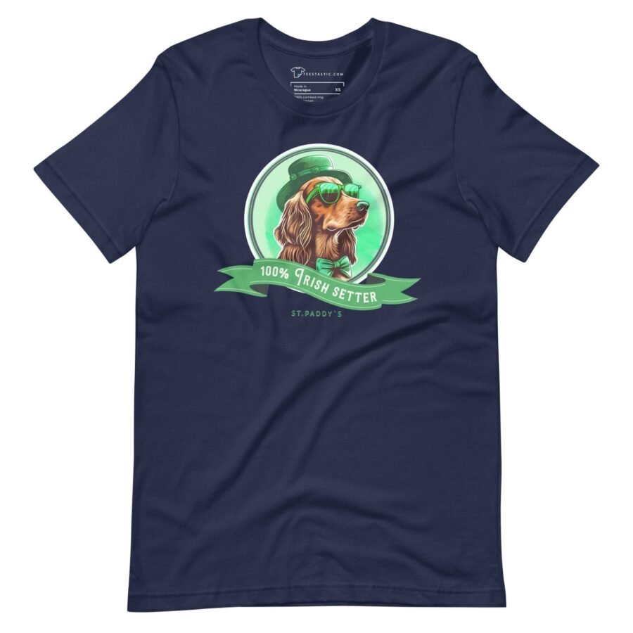 100% Irish Setter Dog Design St. Patricks Day Unisex t-shirt with dachshund.