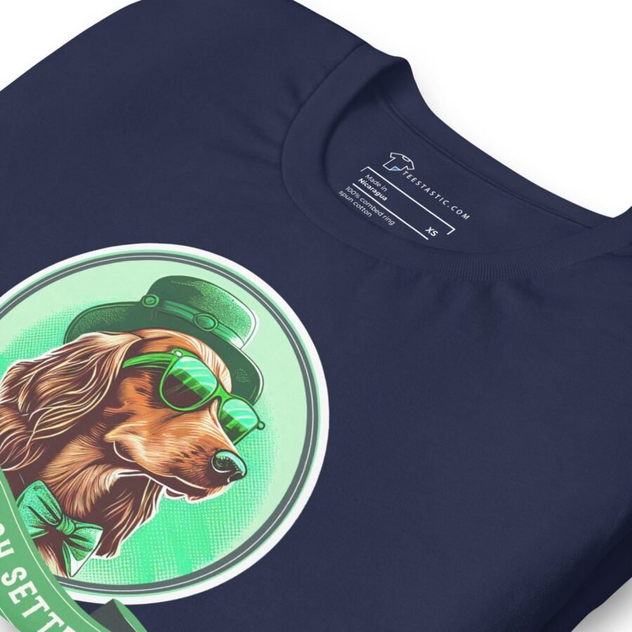 100% Irish Setter Dog Design St. Patricks Day Unisex t-shirt with Irish Setter dog design.