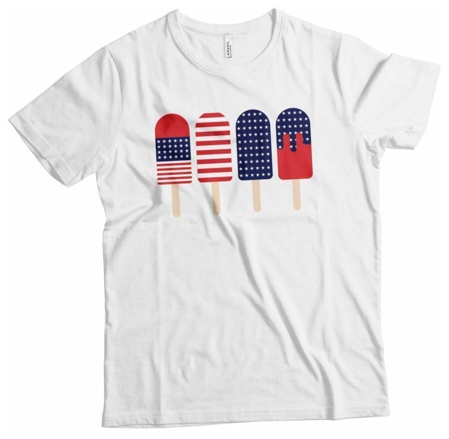 Patriotic Independence Day 4th July 'Ice Cream' Unisex Heavy Cotton Tee for Independence Day celebration featuring ice cream design.