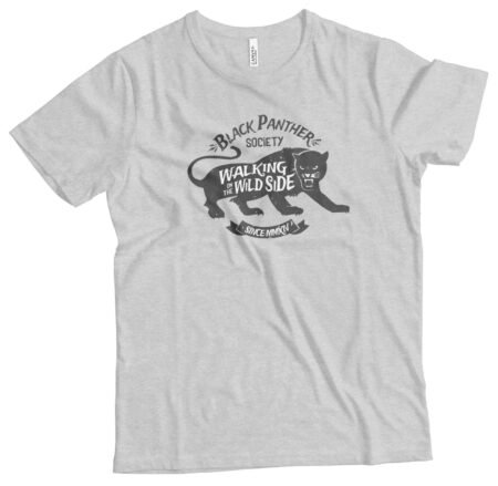 A grey t-shirt with an image of a tiger - AMERICAN VINTAGE PANTHER SOCIETY Unisex Ultra Cotton Tee.