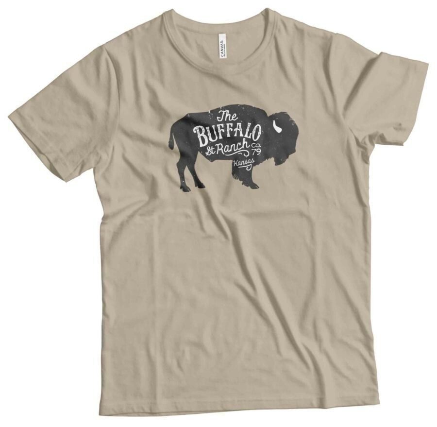 An AMERICAN VINTAGE BUFFALO RANCH Unisex Ultra Cotton Tee featuring a buffalo design.