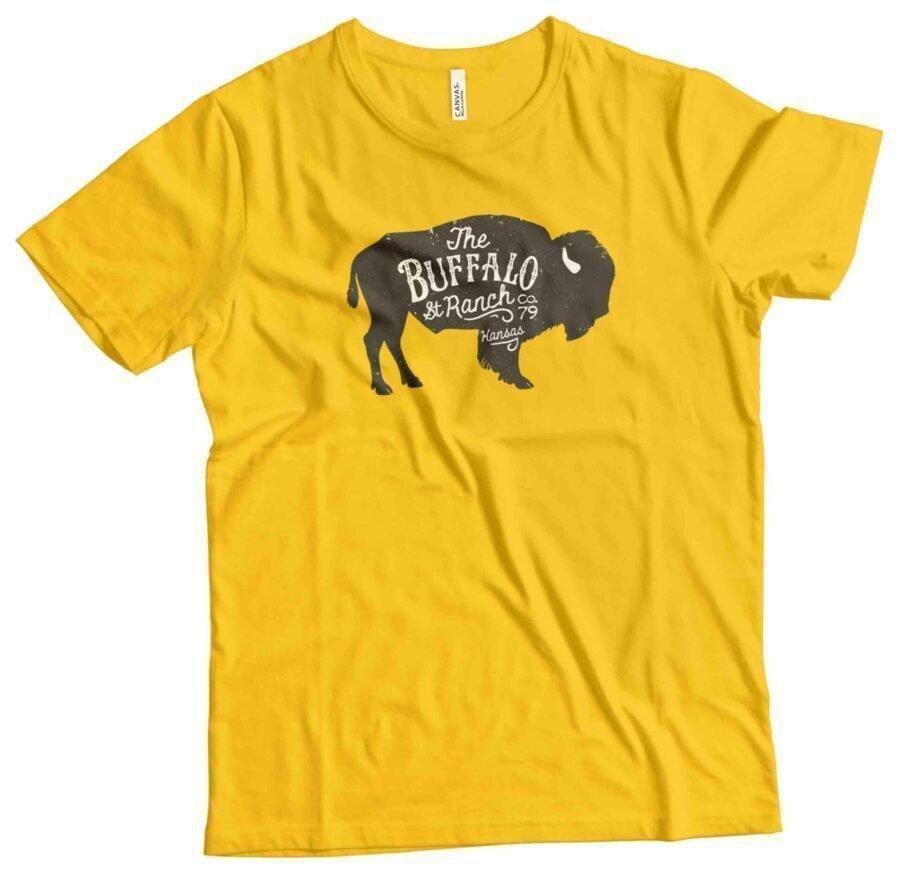 A AMERICAN VINTAGE BUFFALO RANCH Unisex Ultra Cotton Tee with an American buffalo on it.