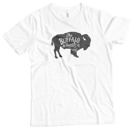 An AMERICAN VINTAGE BUFFALO RANCH Unisex Ultra Cotton Tee with a buffalo on it.