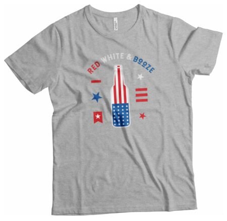 Independence Day 4th July "RED WHITE AND BOOZE" Unisex Heavy Cotton Tee featuring 'RED WHITE AND BOOZE'