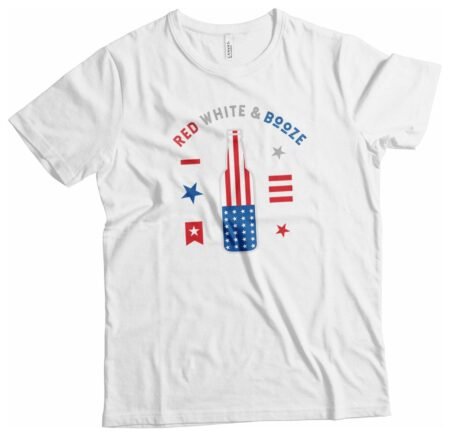 Independence Day 4th July "RED WHITE AND BOOZE" Unisex Heavy Cotton Tee" t-shirt.