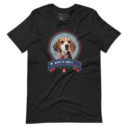 A black Independence Day 4th July | BEAGLE LIBERTY | Unisex Heavy Cotton Tee with a Beagle image on it.