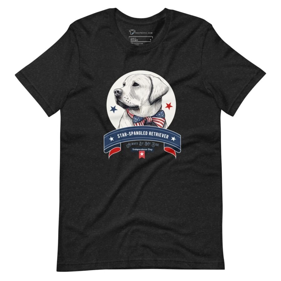 An Independence Day 4th July t-shirt featuring a labrador retriever, perfect for Independence Day.