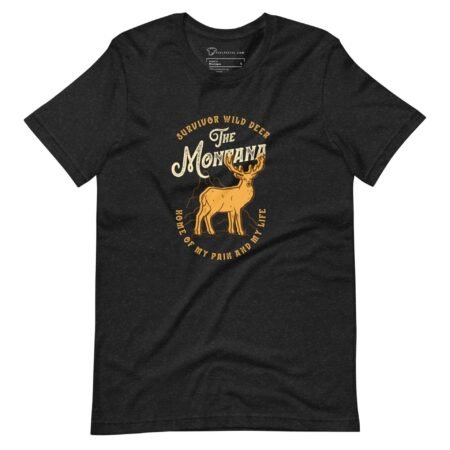 A black Hunters SURVIVOR WILD DEER home of my pain and my life Unisex T-shirt with an image of a deer.