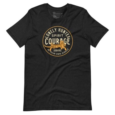 A black The LONELY HUNTER with COURAGE Unisex T-Shirt.