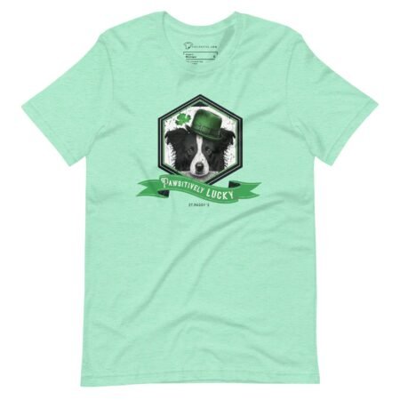 A Pawsitively Lucky St. Patrick's Day Border Collie dog unisex t-shirt replaced with Pawsitively Lucky St. Patricks Day Boarder Collie Dog Unisex t-shirt.