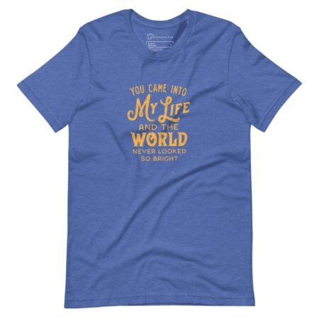 A blue unisex MY LIFE AND THE WORLD Never Looked So Bright T-shirt.