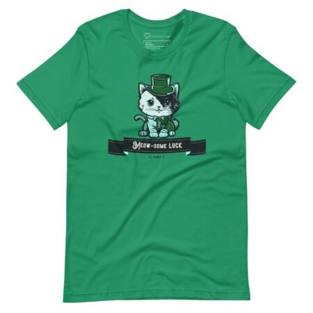 A green St. Patrick's Day Meow-Some Luck Cat Unisex t-shirt.
