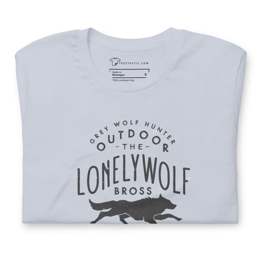 The OUTDOOR LONELY WOLF Hunter Unisex T-Shirt, perfect for outdoor wolf hunting activities.