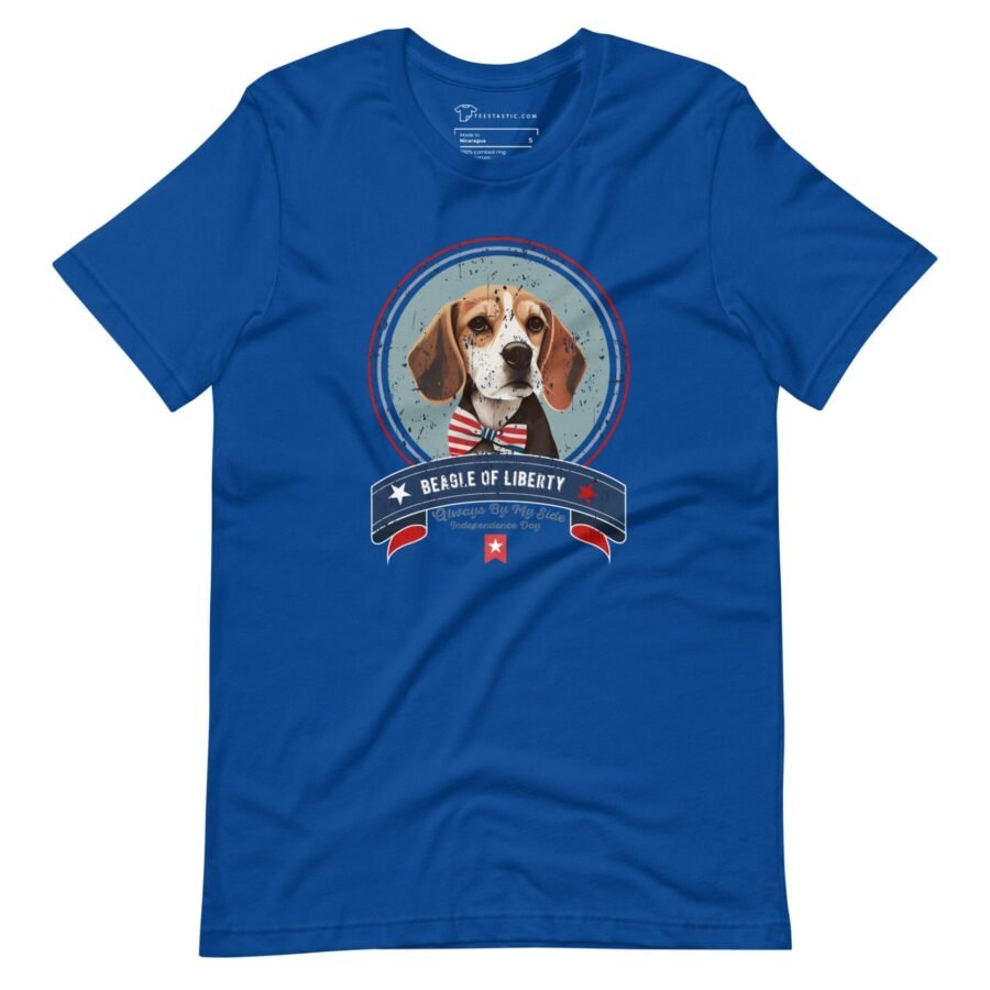 Independence Day 4th July | BEAGLE LIBERTY | Unisex Heavy Cotton Tee featuring an american flag.