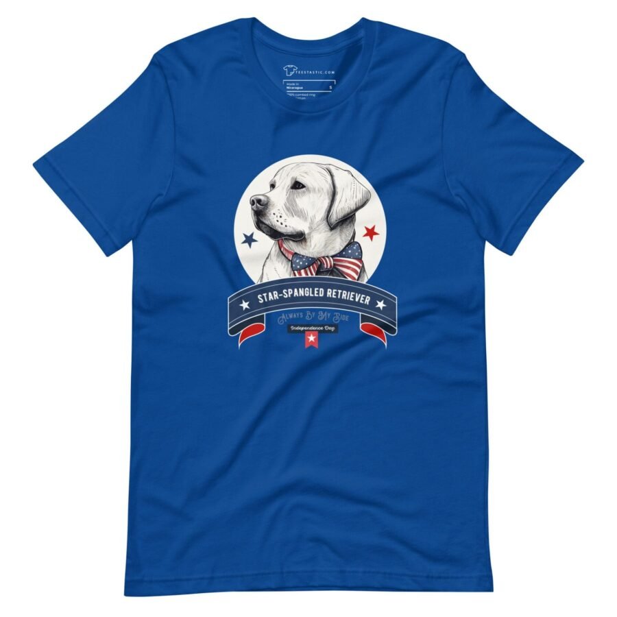 A Independence Day 4th July | STAR SPANGLED RETRIEVER | Unisex Heavy Cotton Tee, perfect for Independence Day.