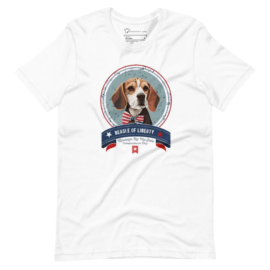 A Independence Day 4th July | BEAGLE LIBERTY | Unisex Heavy Cotton Tee featuring a beagle image.