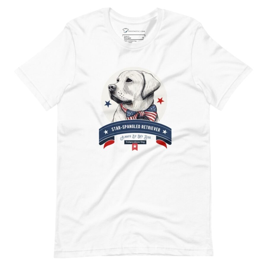 A Independence Day 4th July | STAR SPANGLED RETRIEVER | Unisex Heavy Cotton Tee for Independence Day.