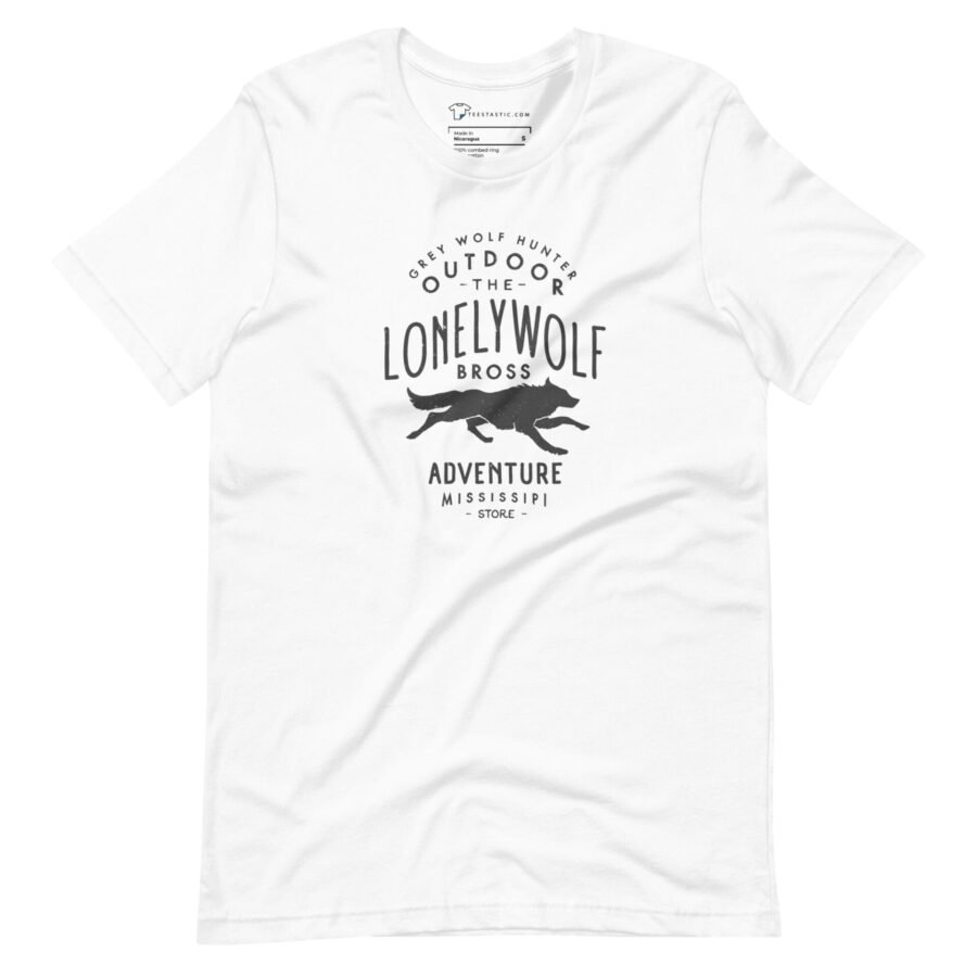 A OUTDOOR LONELY WOLF Hunter Unisex T-Shirt featuring a lonely wolf.