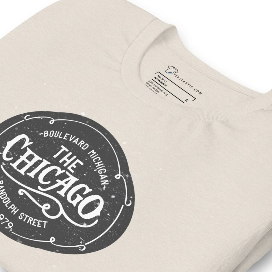 The Chicago Unisex T-Shirt named "The Chicago Unisex T-Shirt" featuring the iconic logo.