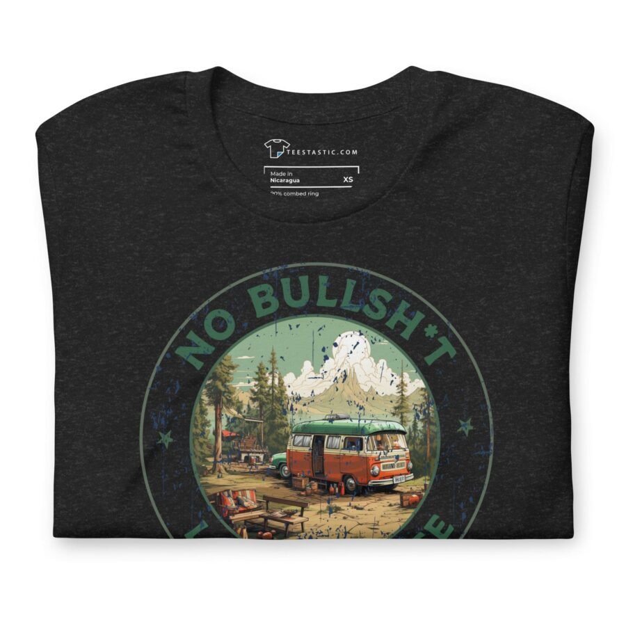 A Lost and Free Unisex T-Shirt for self-expression, with the words "No Bullshit," perfect for those feeling lost and free.