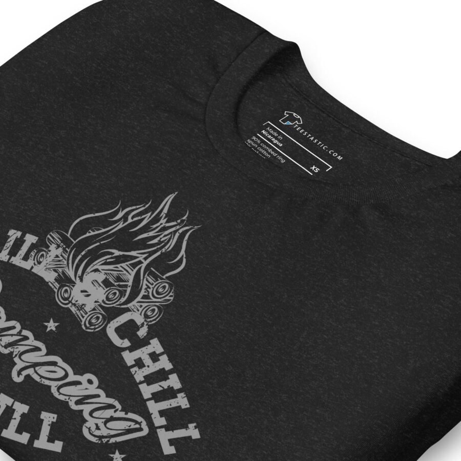 A Chill and Grill Camping Thrill Unisex T-Shirt, perfect for camping.