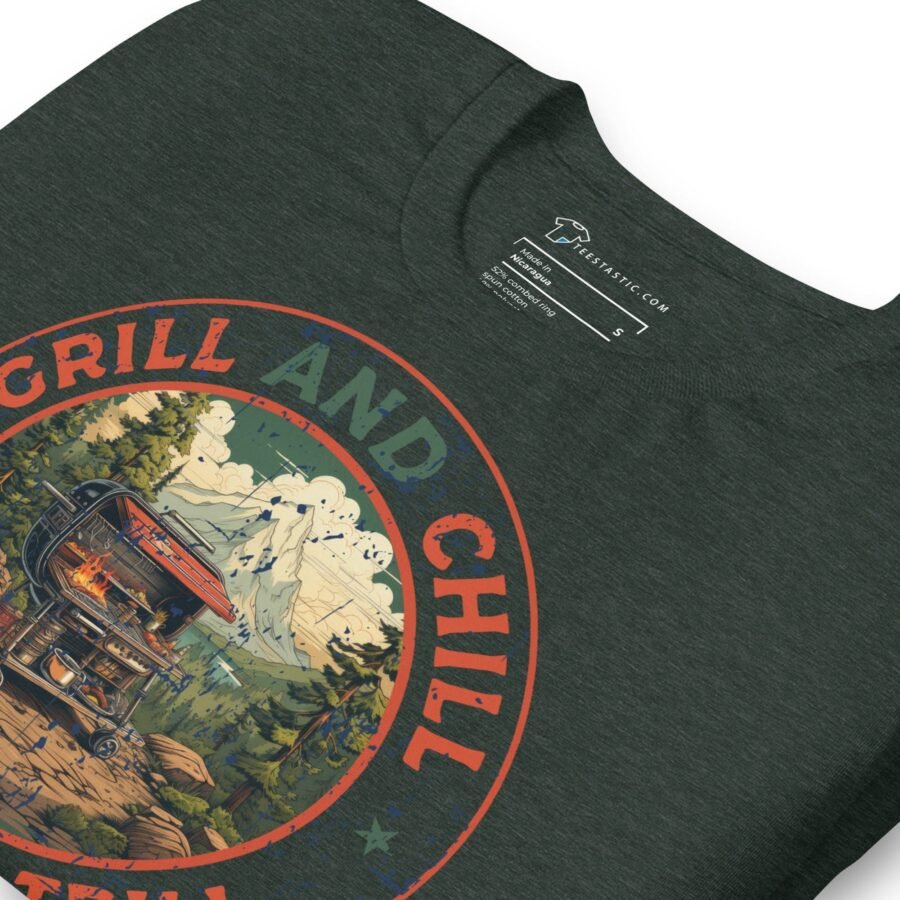 A Grill & Chill Camping Thrill unisex t-shirt for those who love to chill.