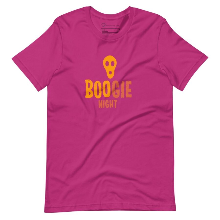 A Halloween BOO-GIE Night Unisex t-shirt, perfect for Halloween.