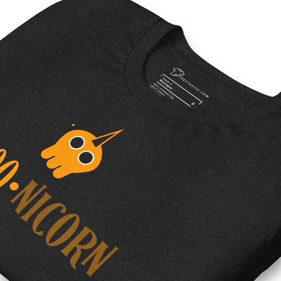 A Halloween BOO-nicorn Unisex t-shirt, perfect for Halloween.