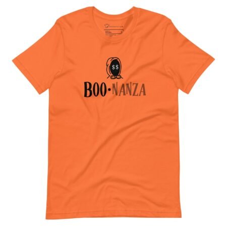 A Halloween Halloween BOO-nanza Unisex t-shirt with the word boo on it.