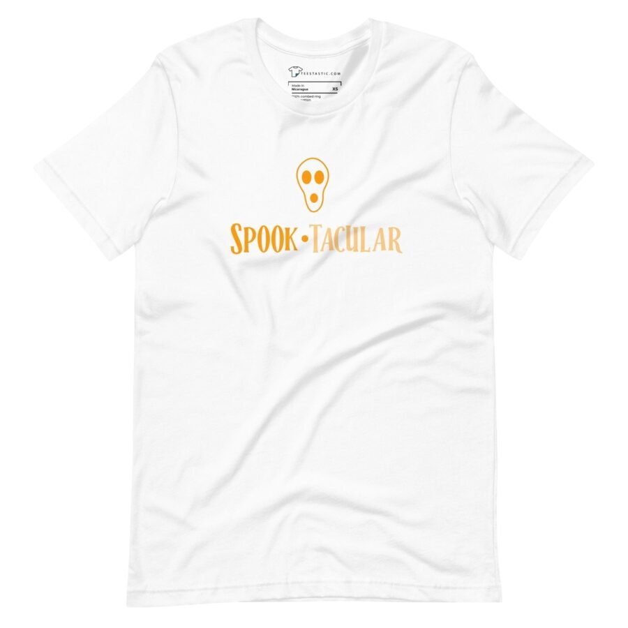 A Halloween Spook-tacular Unisex t-shirt with the word "spook" for Halloween.