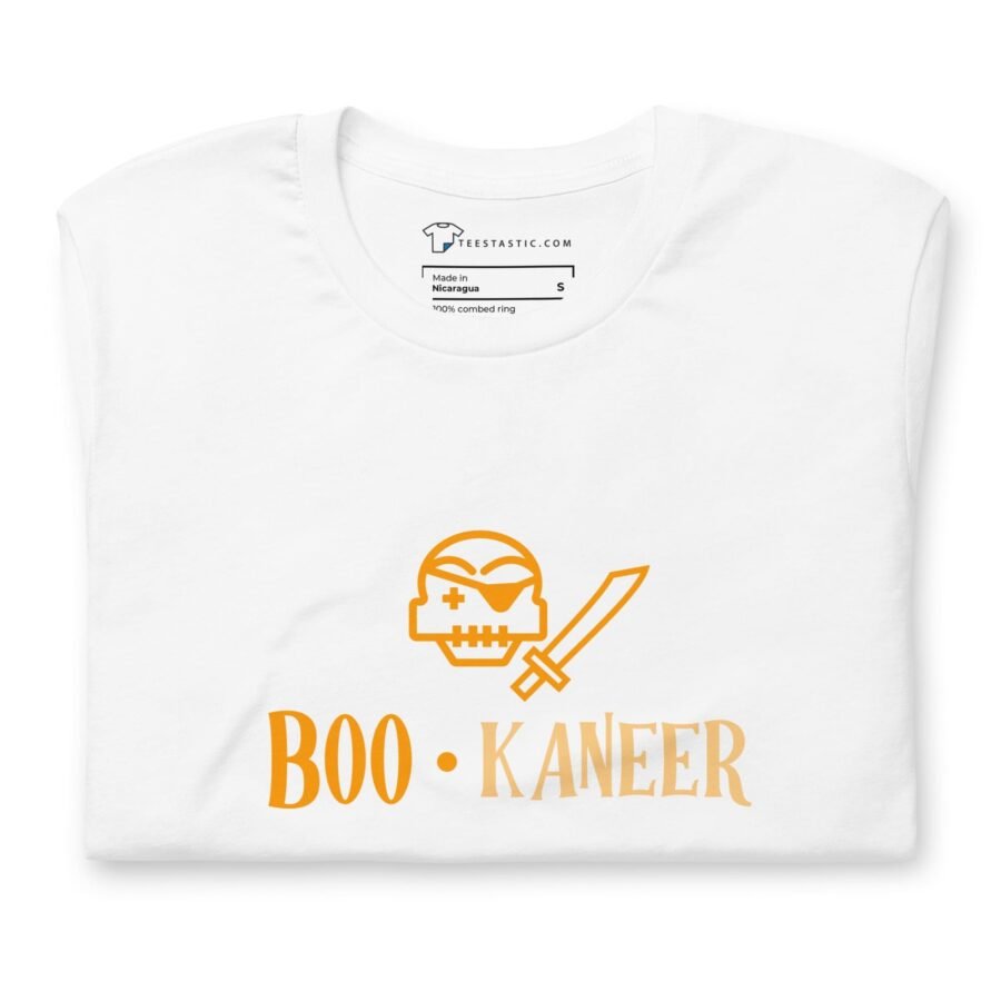 A Halloween BOO-Kanteer Unisex t-shirt that says boo kaneer.