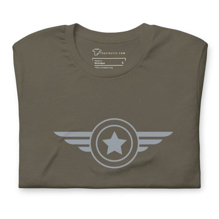 An Airforce Star Wings Badge unisex t-shirt featuring a star and wings on it.