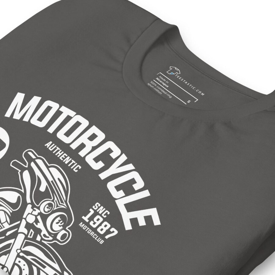 A grey Authentic Motorcycle Unisex t-shirt featuring an authentic motorcycle design.