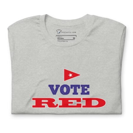 A grey Vote Red | Elections 2024 | Unisex T-shirt that supports the "vote red" movement.