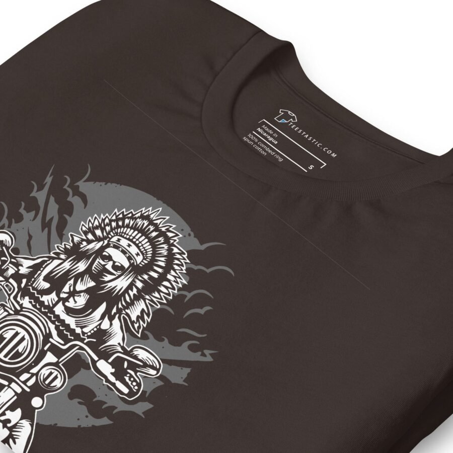 An Indian Motorcycle Rider Unisex t-shirt with an image of an Indian chief motorcycle rider.