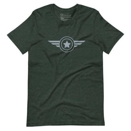 An Airforce Star Wings Badge t-shirt with silver wings on it.